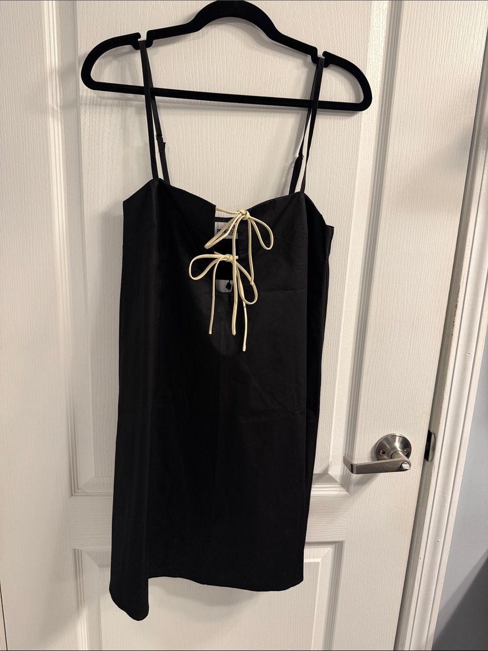 Princess Polly Black Spaghetti-Strap Mini Dress with Cream Lace-Up Front